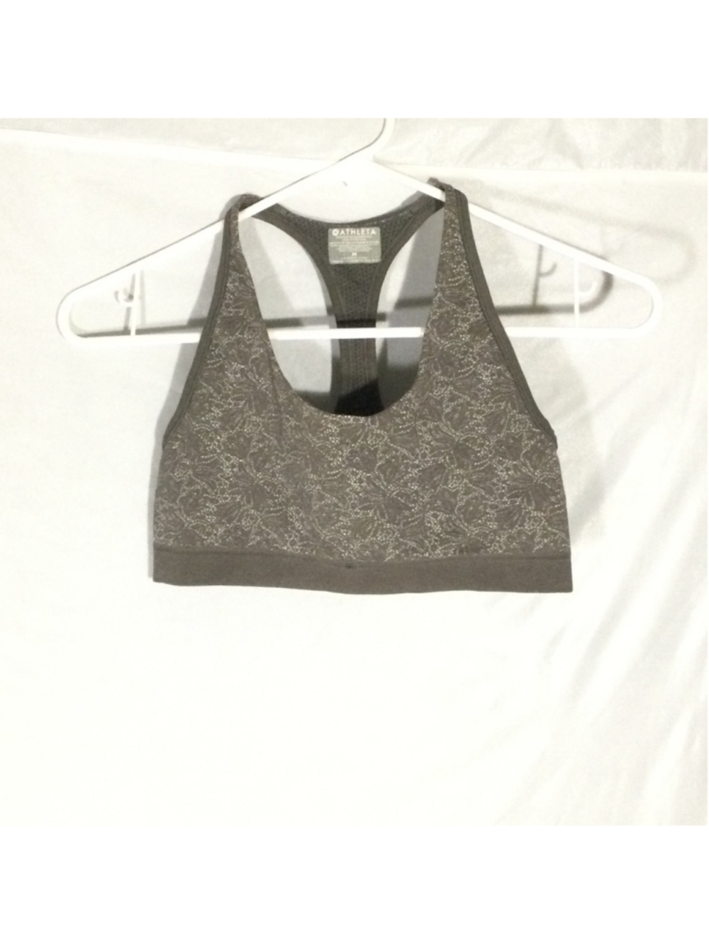 Athleta Natura Sports Bra Size Medium Wireless Gray Floral